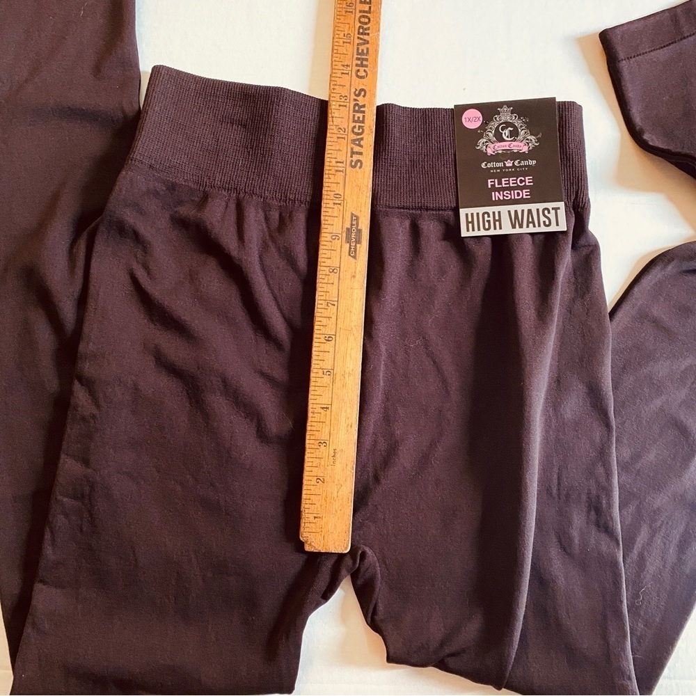 𝅺🔵 NWT Cotton Candy Brown High Waist Leggings With Fleece Lining 1X/2X - Picture 6 of 8